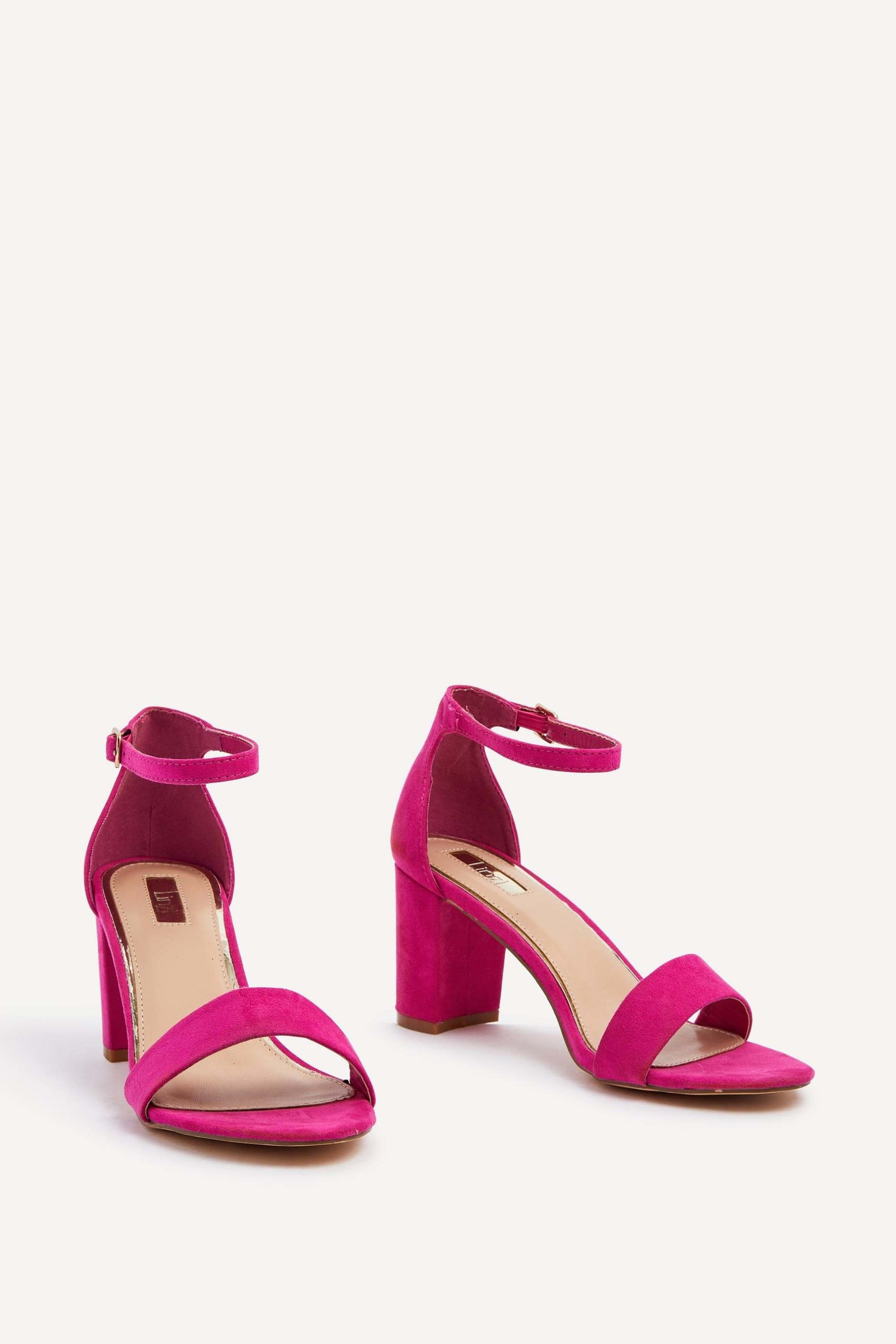 Linzi Frankie Hot Pink Faux Suede Barely There Closed Back Block Heeled Sandal image 3