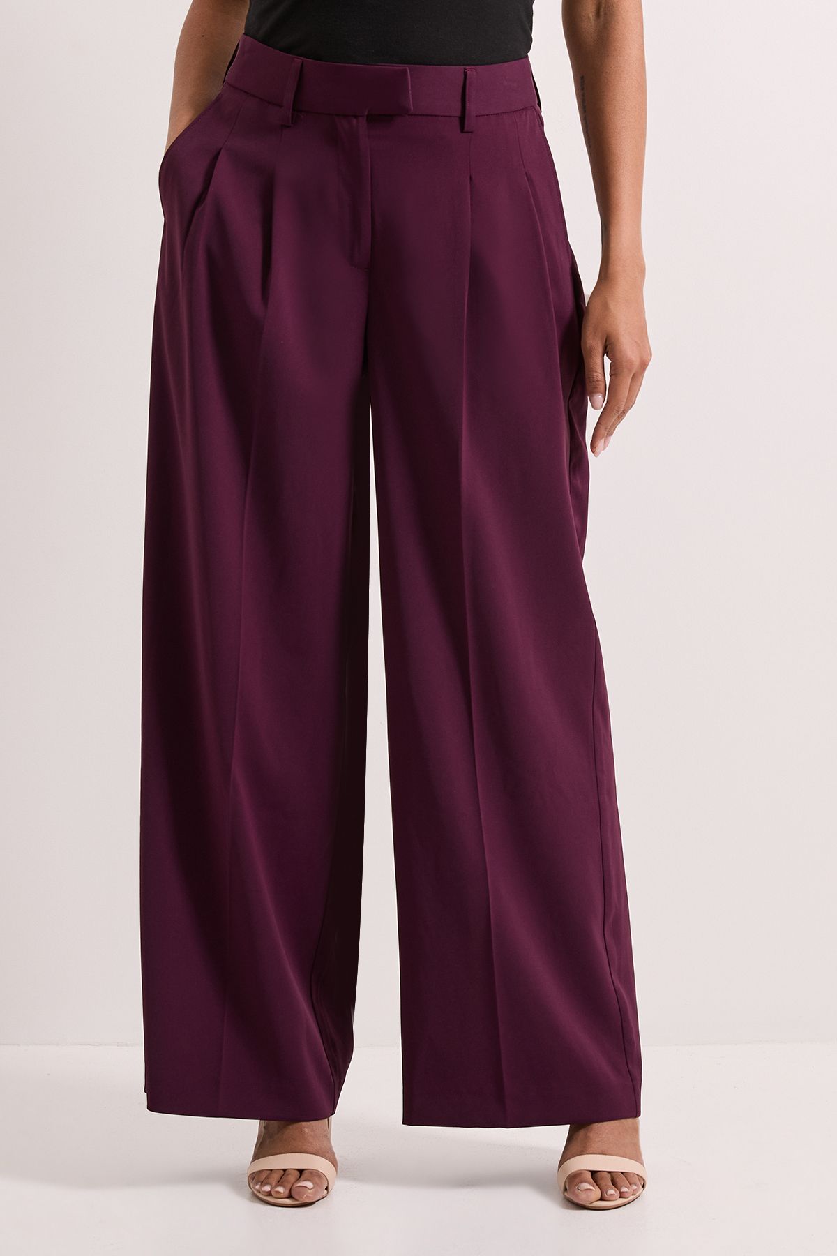 Dorothy Perkins Pleated Wide Leg Trouser Berry image 1