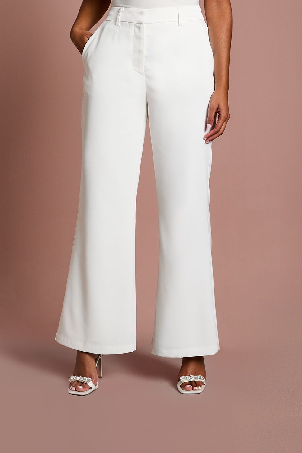 Coast Petite Premium Flare Bridal Trousers Ivory image 2