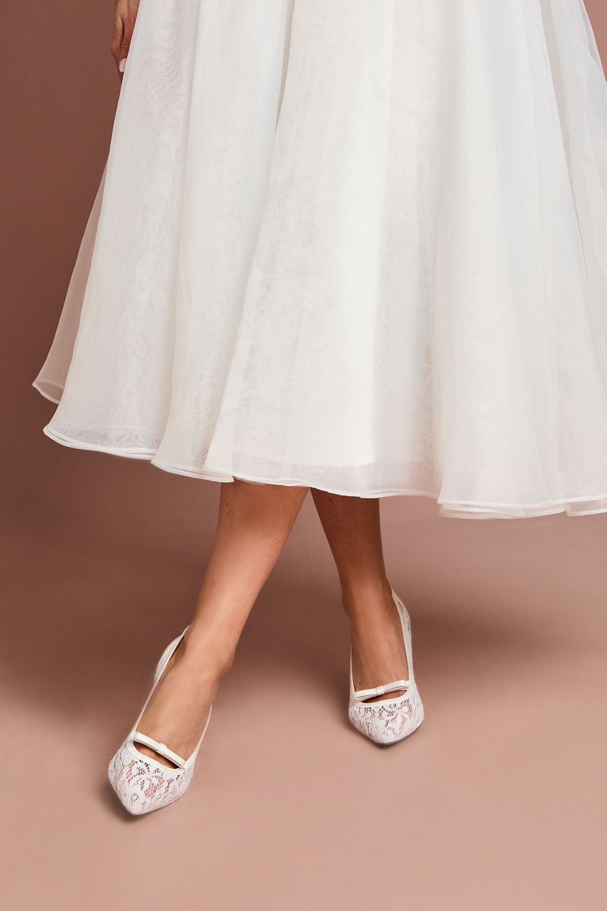 Coast Bridal Alexis Lace Bow Detail Slingback High Heel Stiletto Court Shoes Ivory image 3