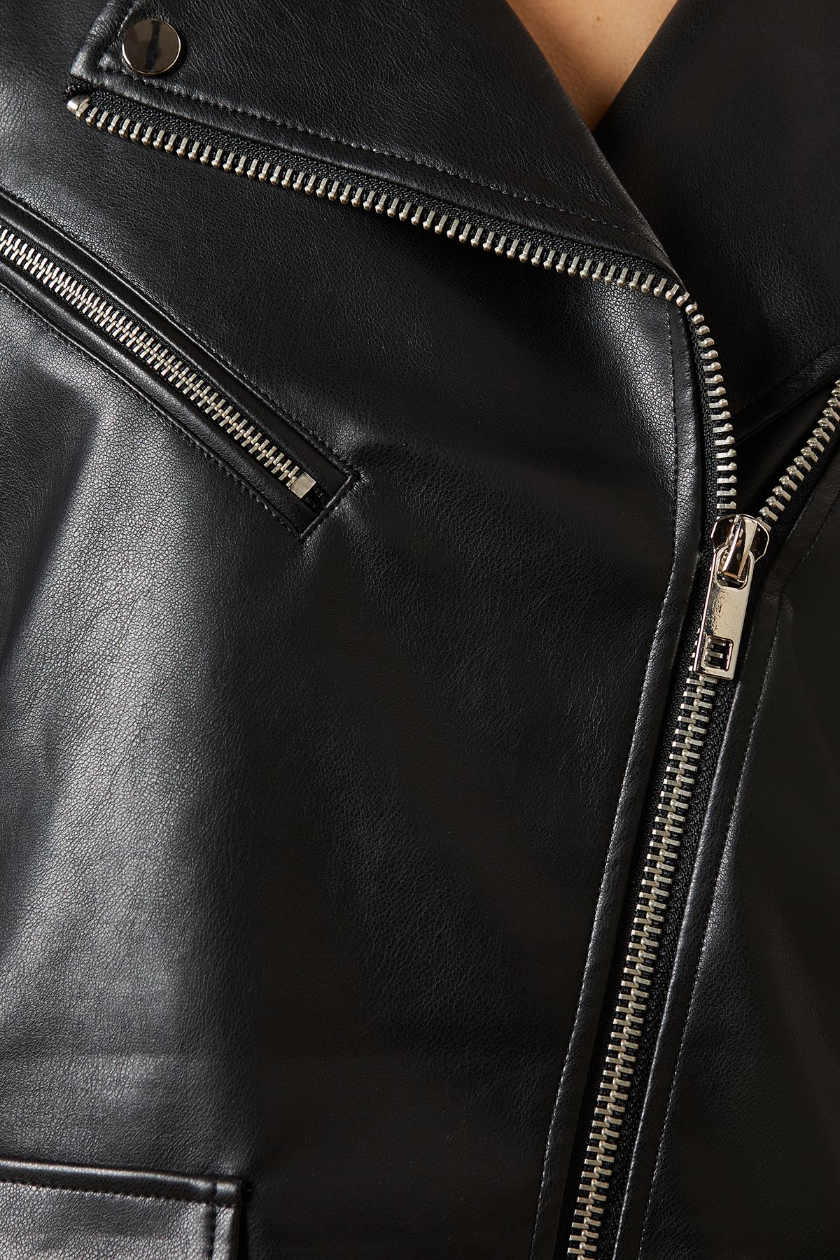 Oasis PU Leather Zip Detail Jacket Black image 5