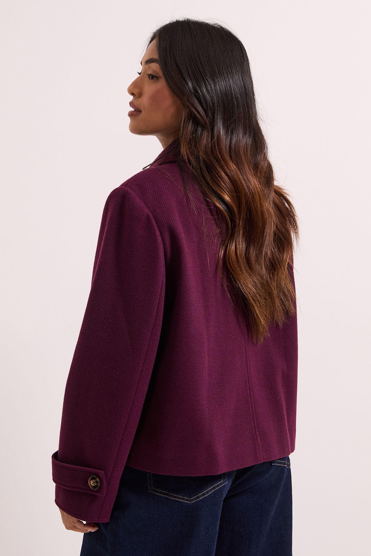 Dorothy Perkins Petite Short Trench Coat Burgundy image 4