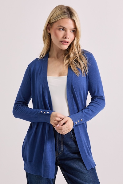 Dorothy Perkins Denim Blue Longline Button Cuff Cardigan Denim-blue