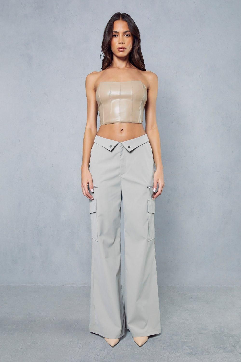 MissPap Leather Look Corset Top Beige image 4