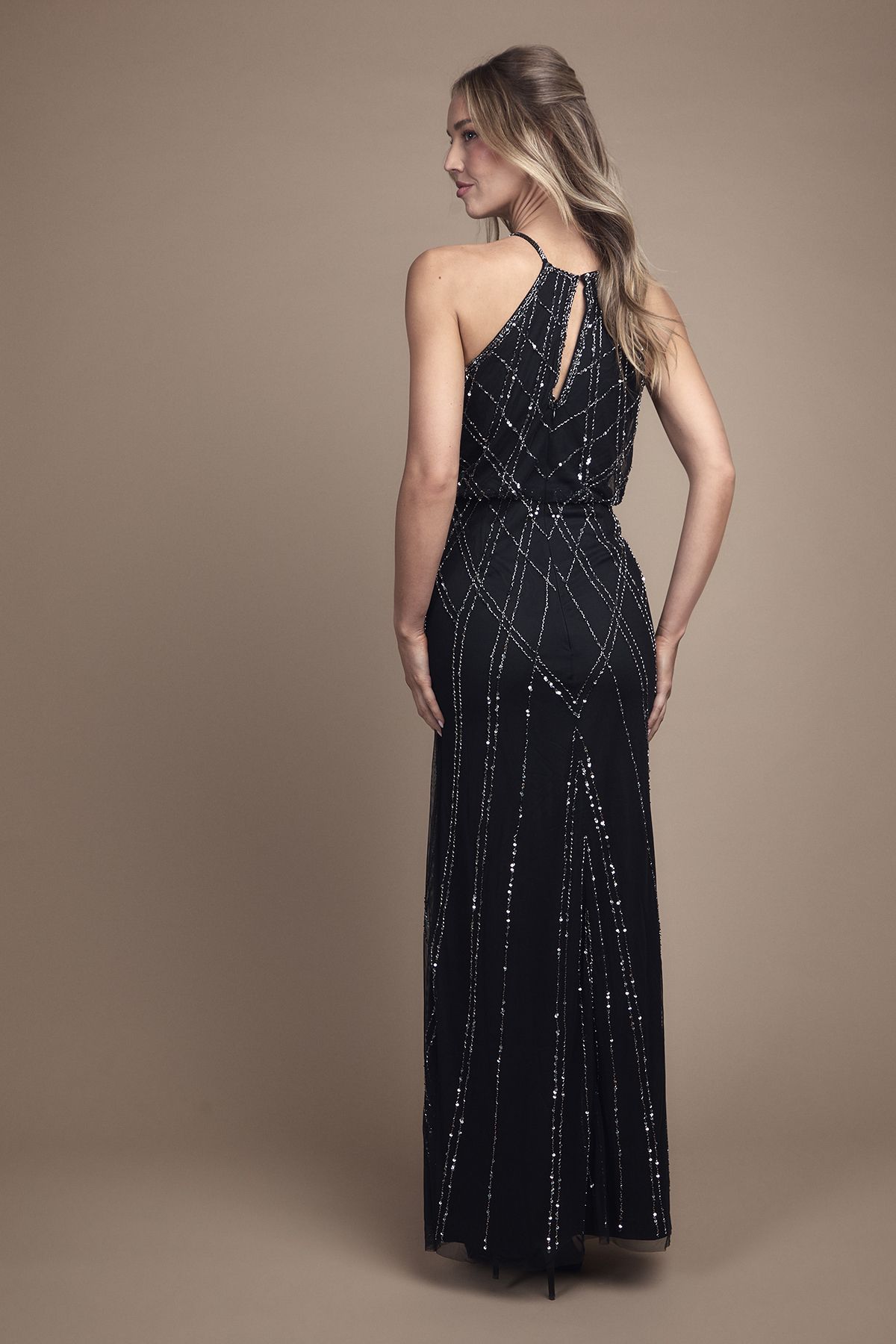 Oasis Sleeveless Sequin Maxi Bridesmaid Dress Black image 4