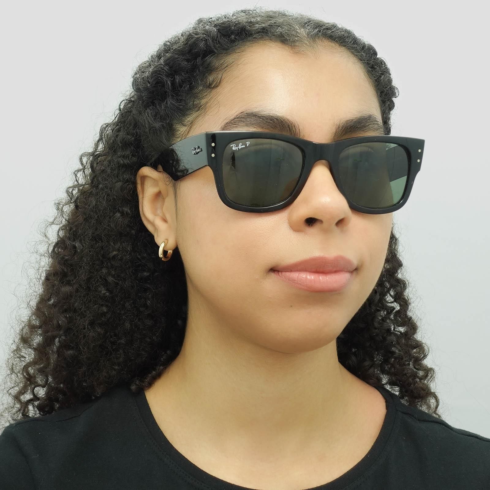 Ray-Ban Square Polished Black Green Polarized RB0840S Mega Wayfarer image 5