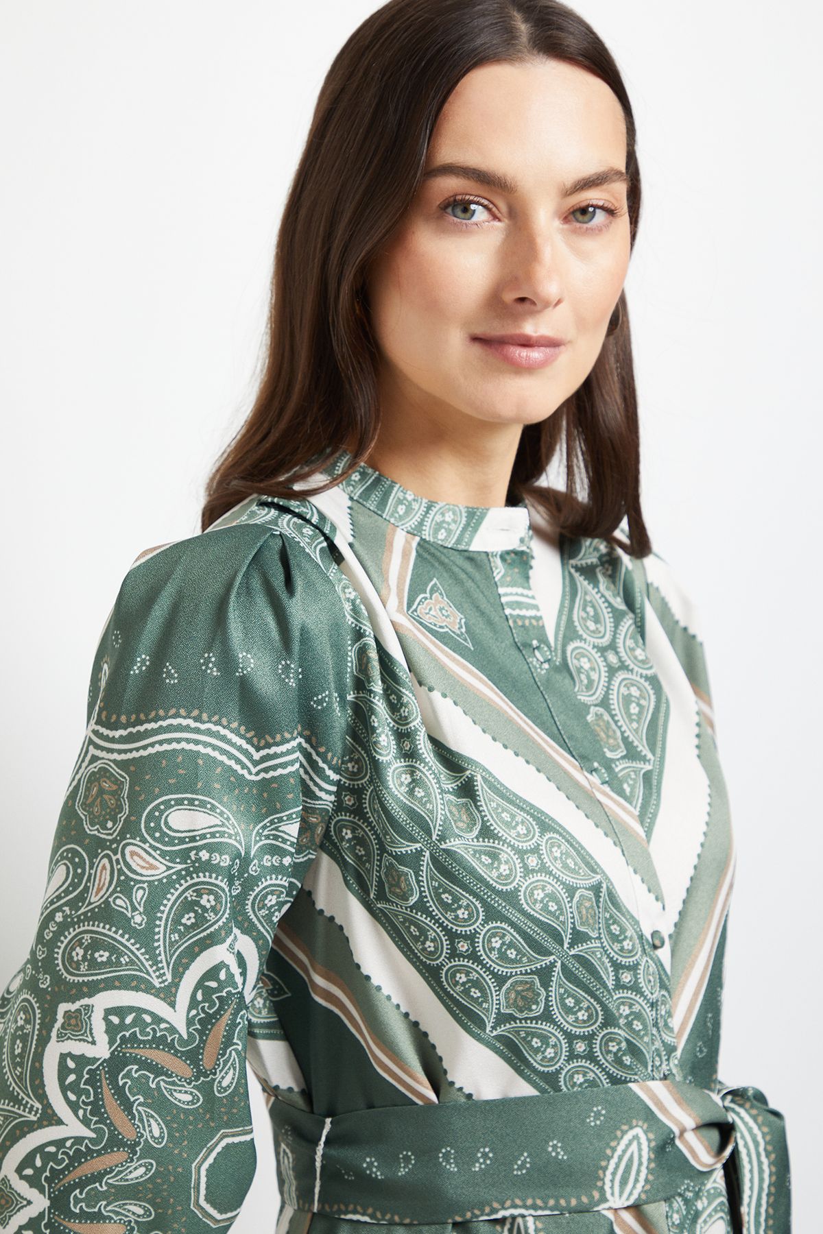 Principles Hanky Hem Button Through Shirt Dress Olive image 4