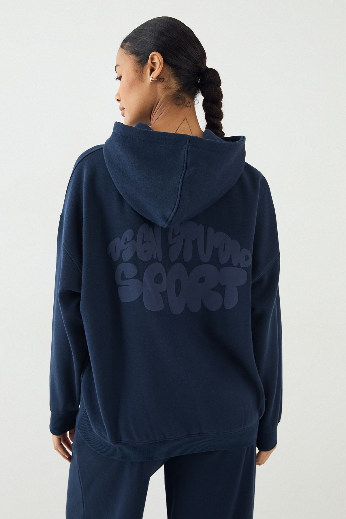 DSGN Studio DSGN Studio Sport Bubble Print Oversized Hoodie Navy image 2