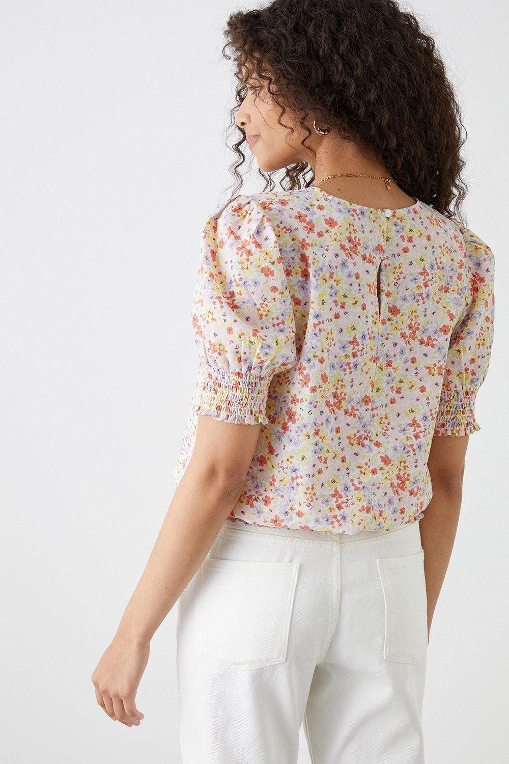 Dorothy Perkins Multi Ditsy Shirred Hem Blouse Multi image 3