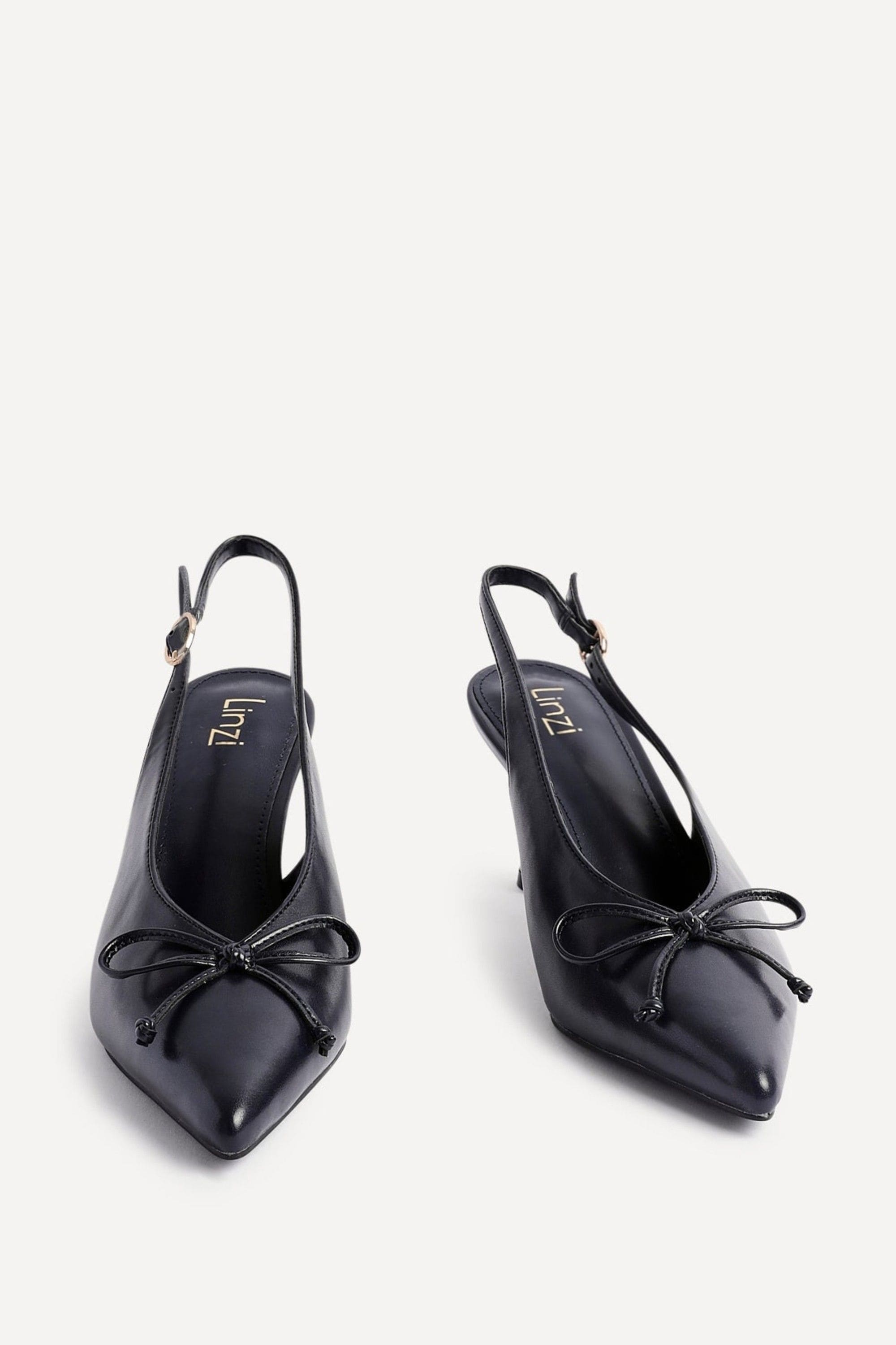 Linzi Ribbon Navy Faux Leather Slingback Court Heel image 3