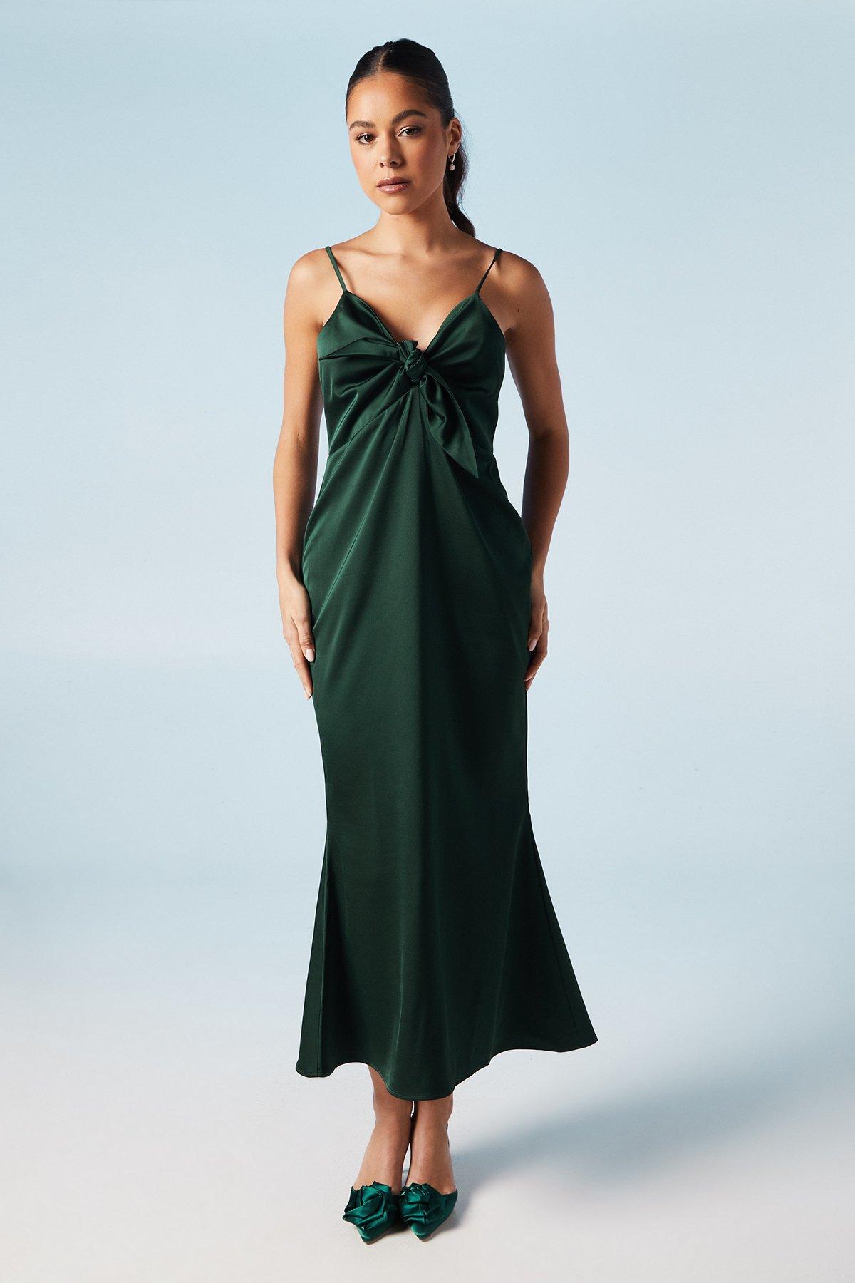 Oasis Strappy Tie Detail Bridesmaids Dress Emerald image 1