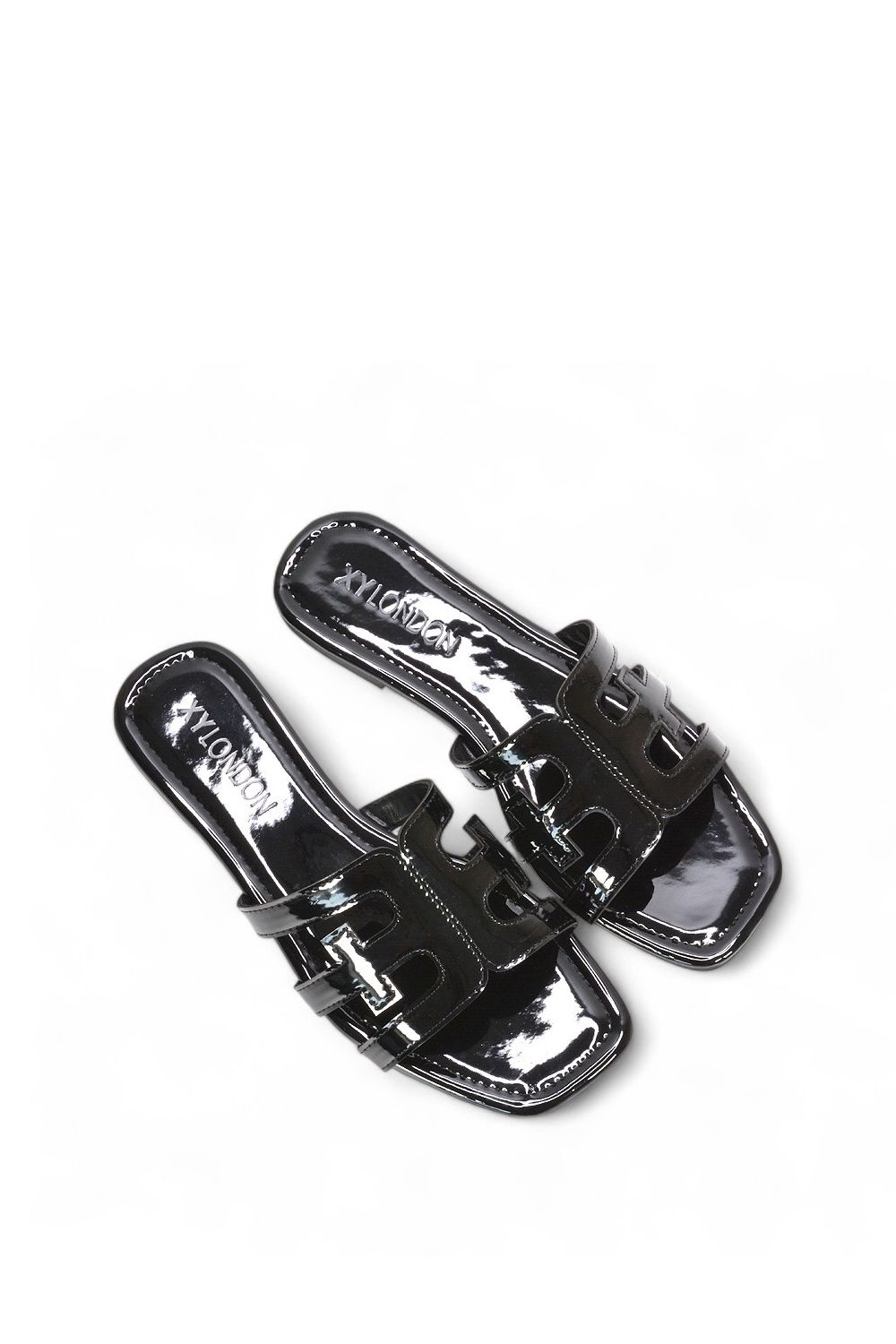 XY London 'Ellie' Square Toe Cut Out Strap Flat Sandal Slides image 5