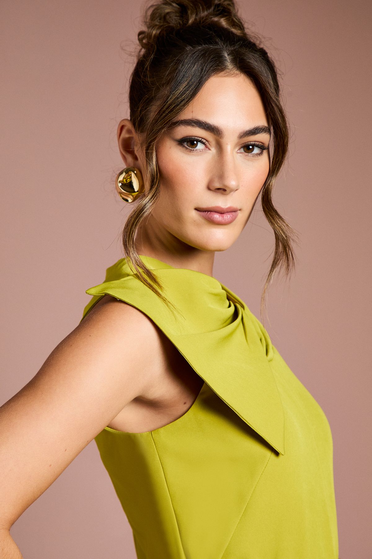 Coast Bow Detail Belted Crepe Midi Dress Acid Lime image 4