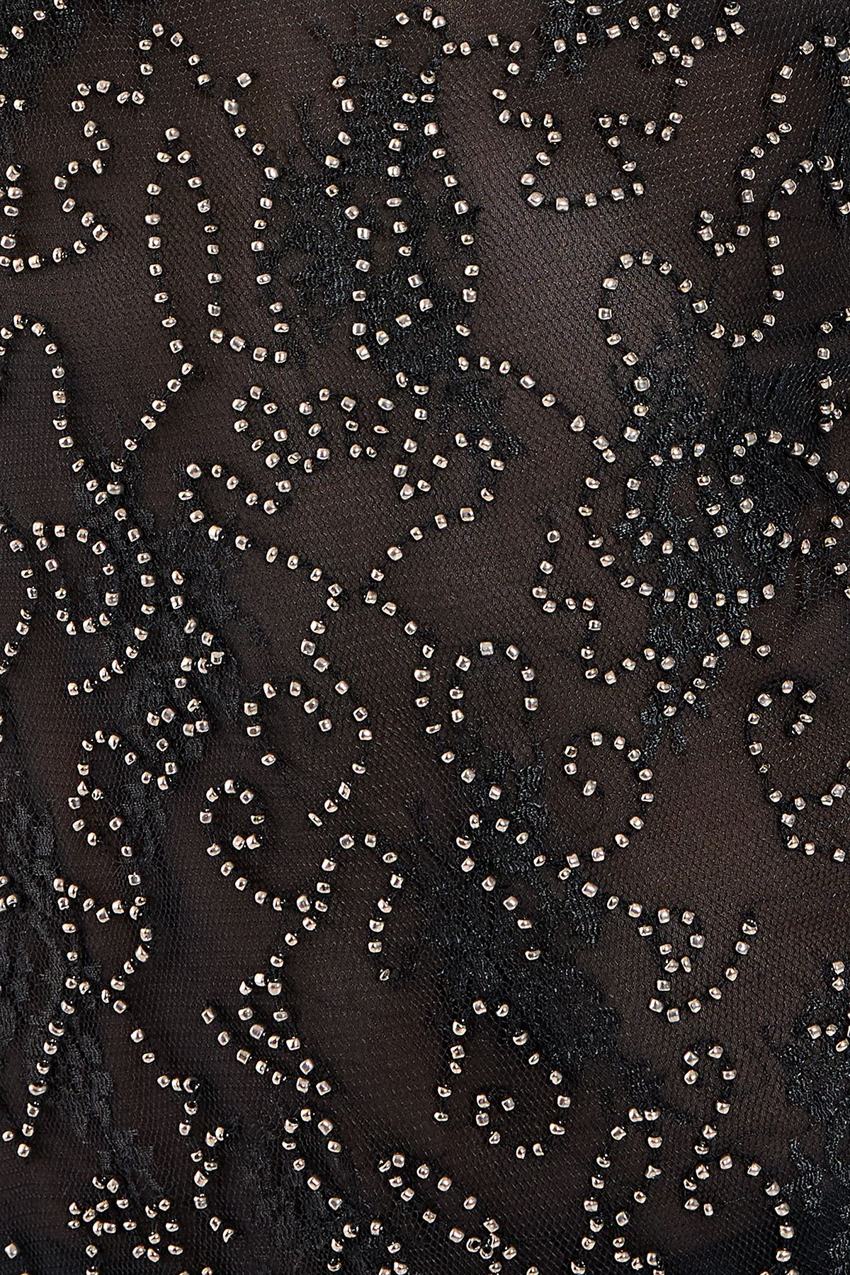 NastyGal Lace Hand Embellished Long Sleeve Mini Dress Black image 5