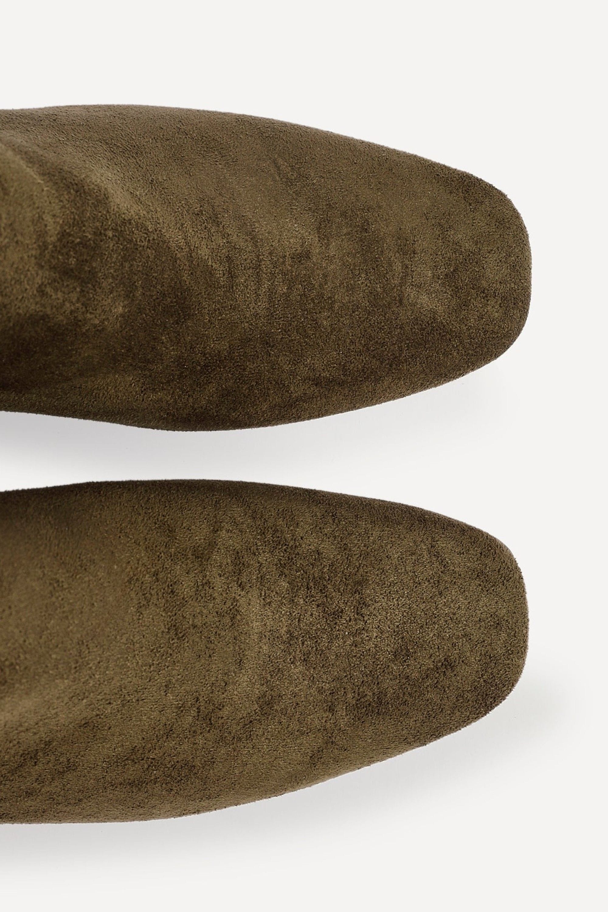 Linzi Cove Khaki Faux Suede Soft Square Toe Block Heel Ankle Boot image 4