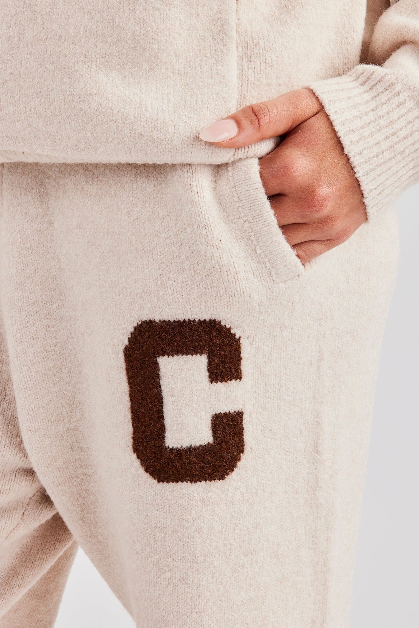 Cernucci Knitted Wide Leg Jogger - Off White image 3