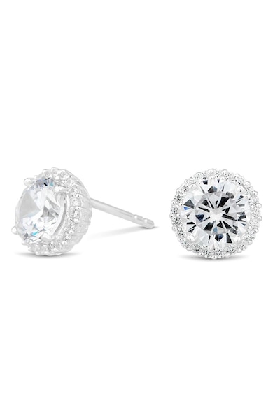 Simply Silver Sterling Silver 925 With Cubic Zirconia Halo Stud Earrings