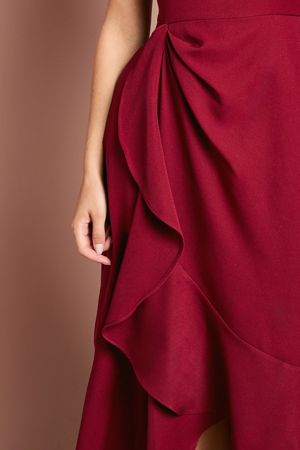 Coast Waterfall Crepe Midi Dress Burgundy image 5