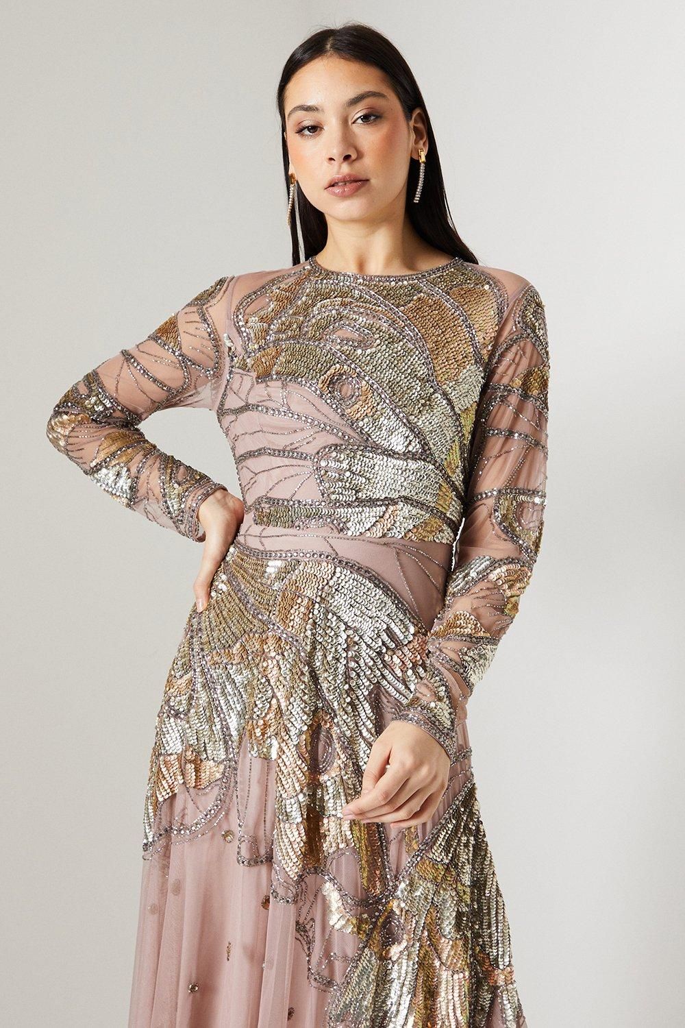 Coast Premium Hand Embellished Maxi Dress Blush image 4