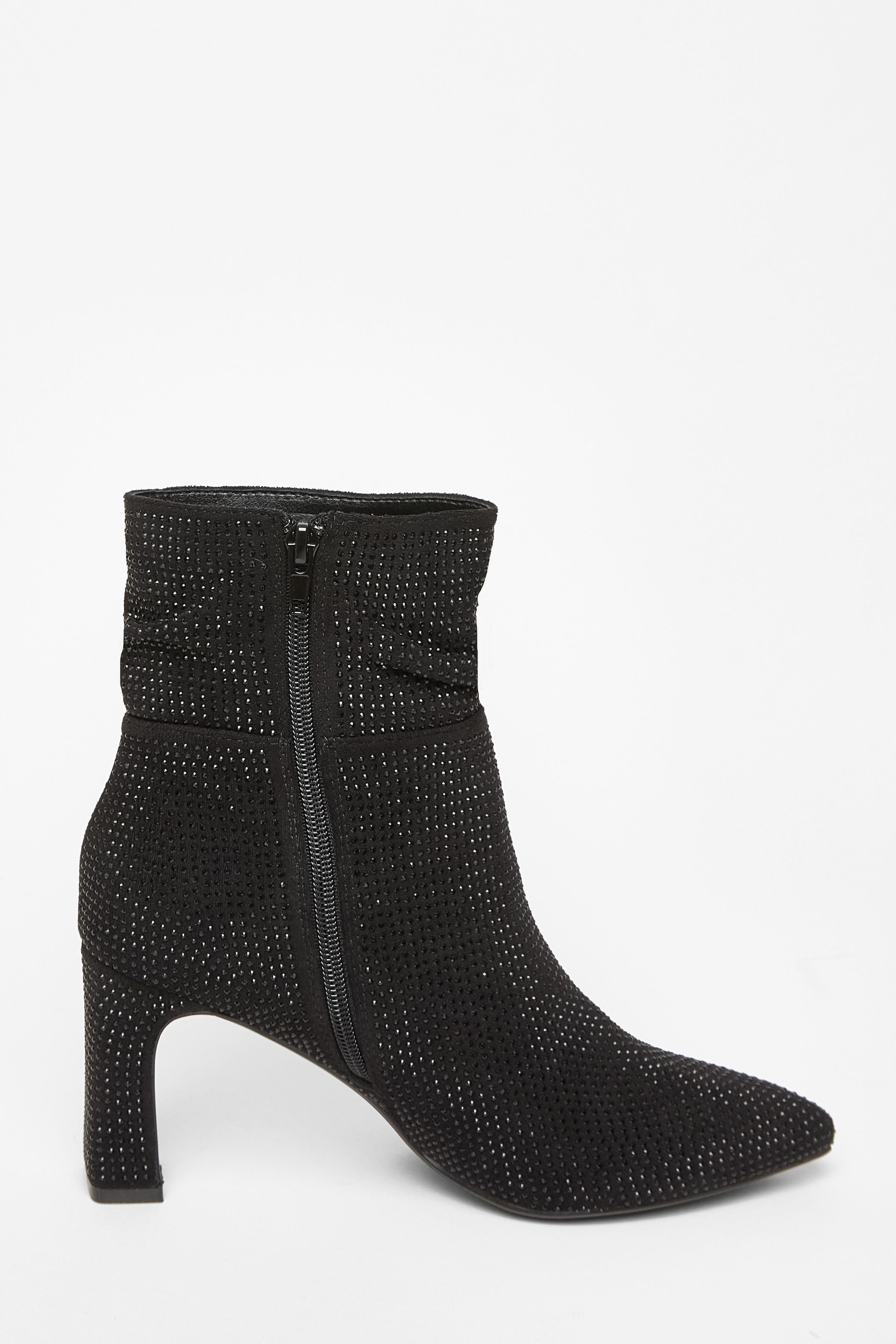 Quiz Black Diamante Heeled Boots image 5