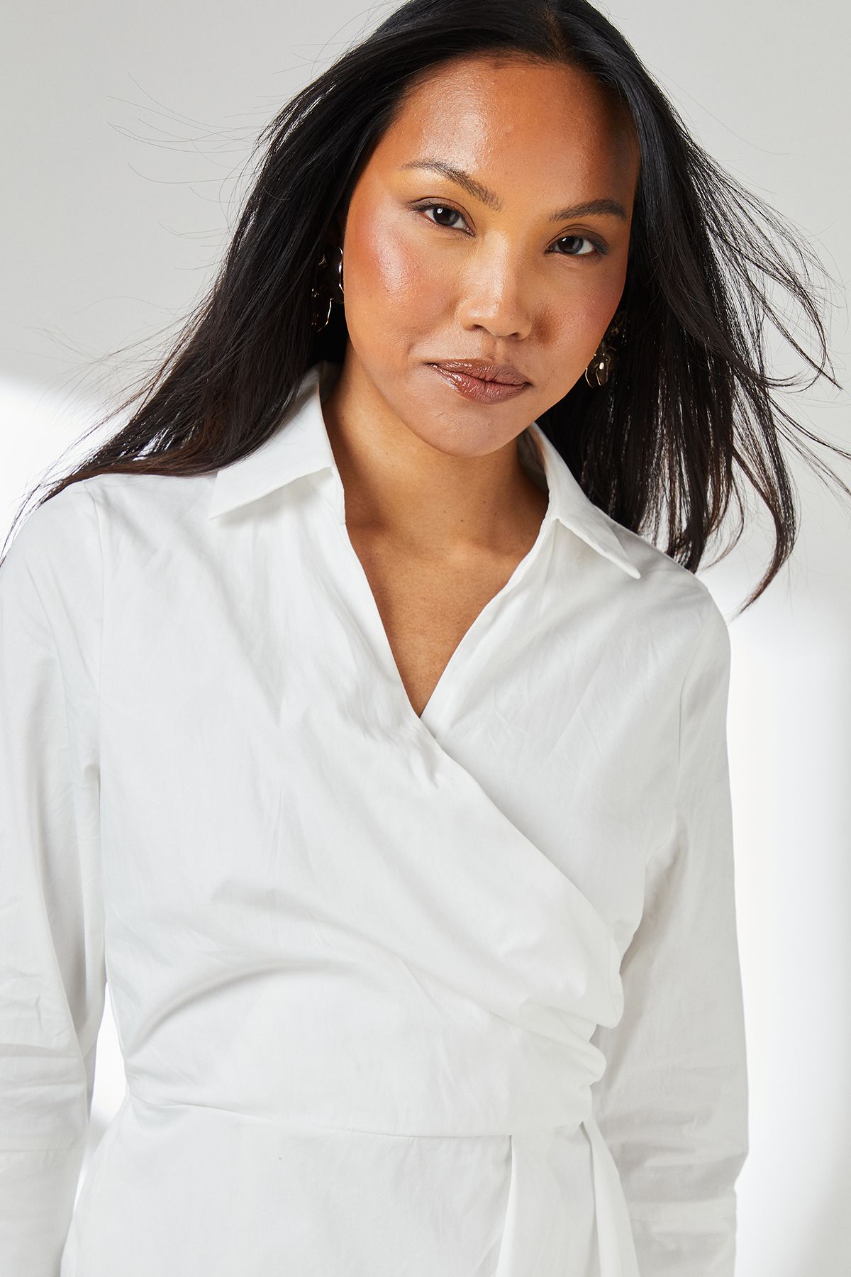 Principles Wrap Skirt Collared Shirt Dress Ivory image 4