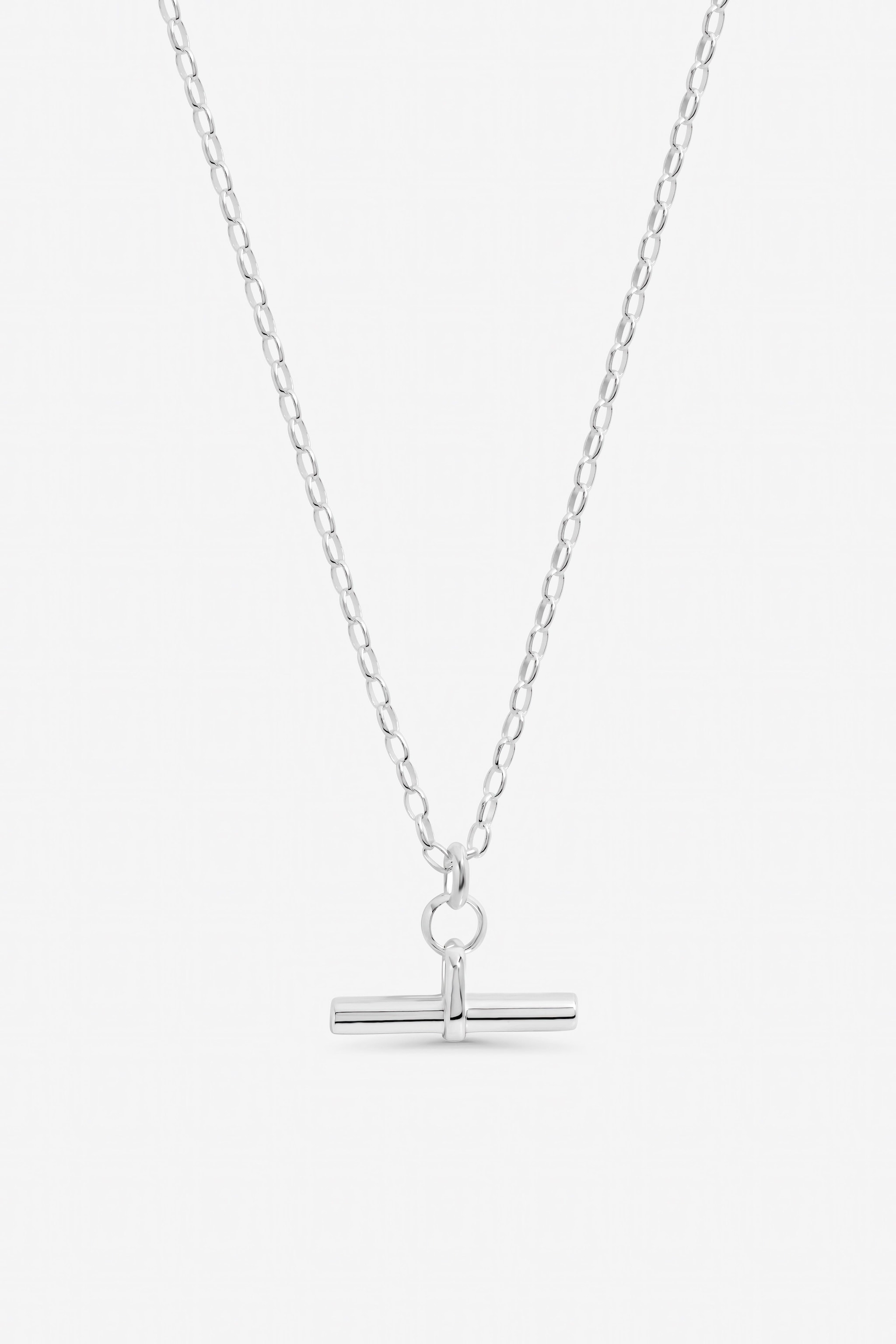 Inicio Sterling Silver Plated Polished T-Bar Pendant - Gift Pouch image 1