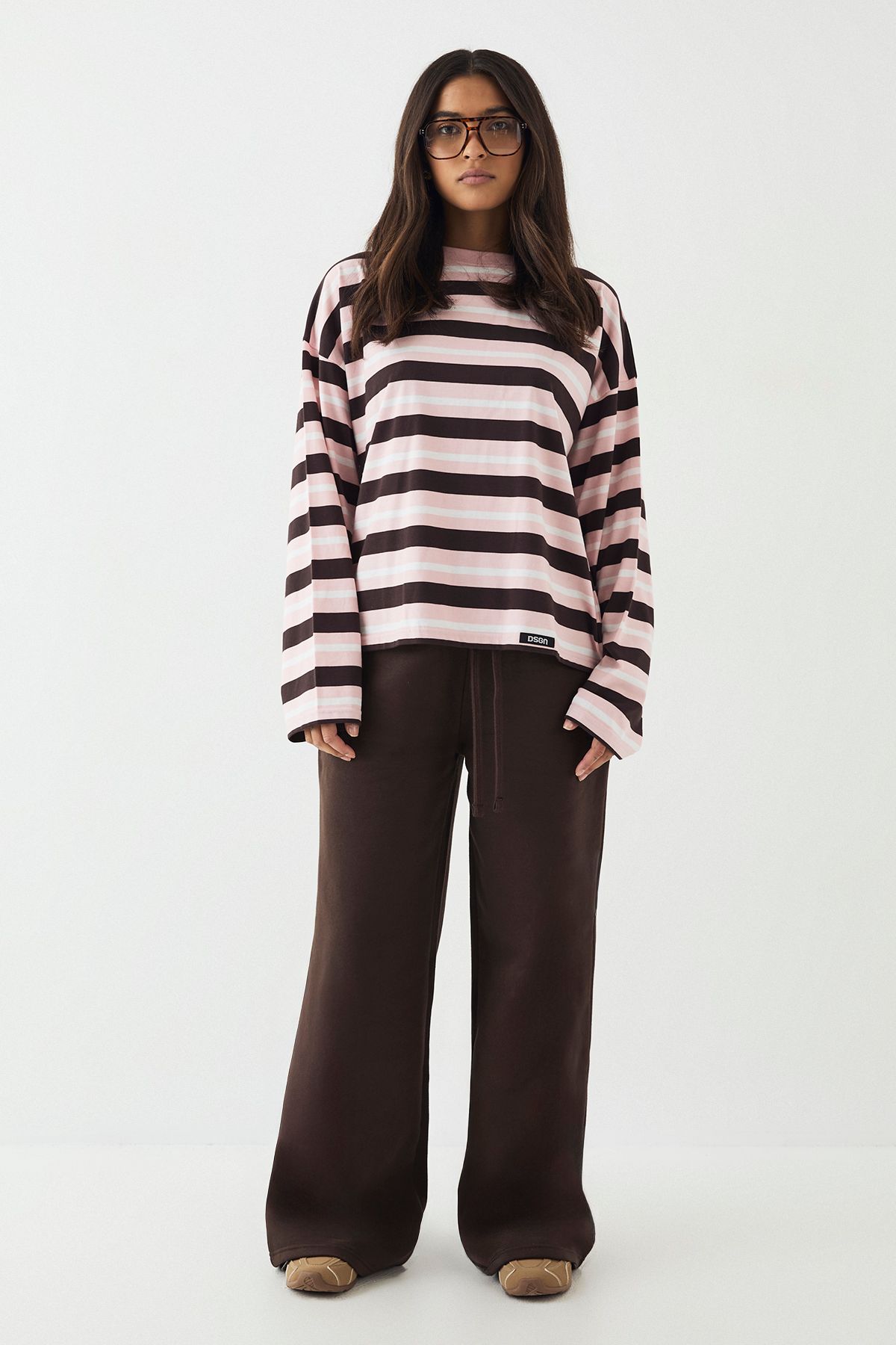 DSGN Studio DSGN Studio Stripe Oversized Long Sleeve T-Shirt Pink image 5