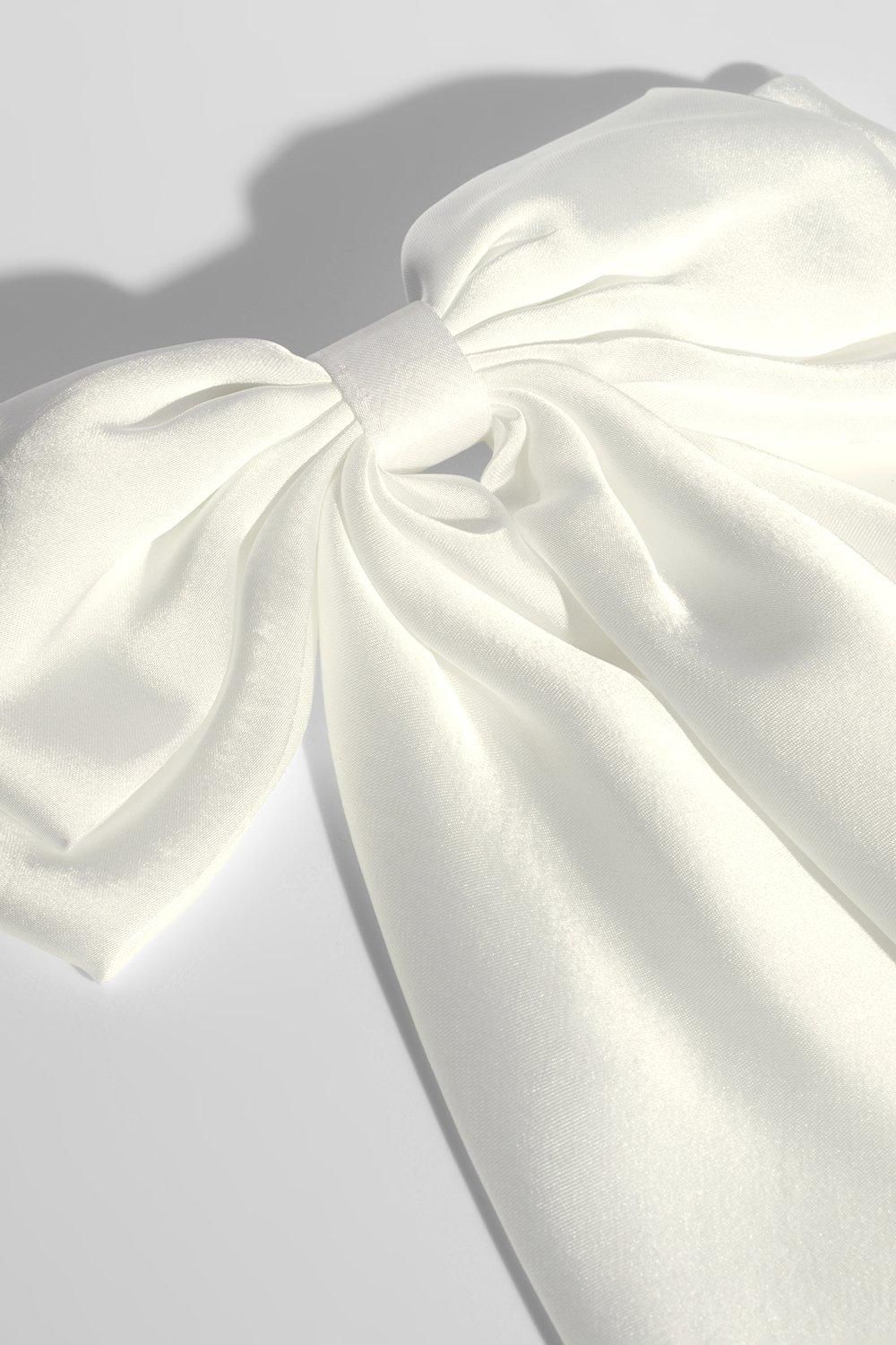 MissPap Satin Bow Hair Clip White image 2