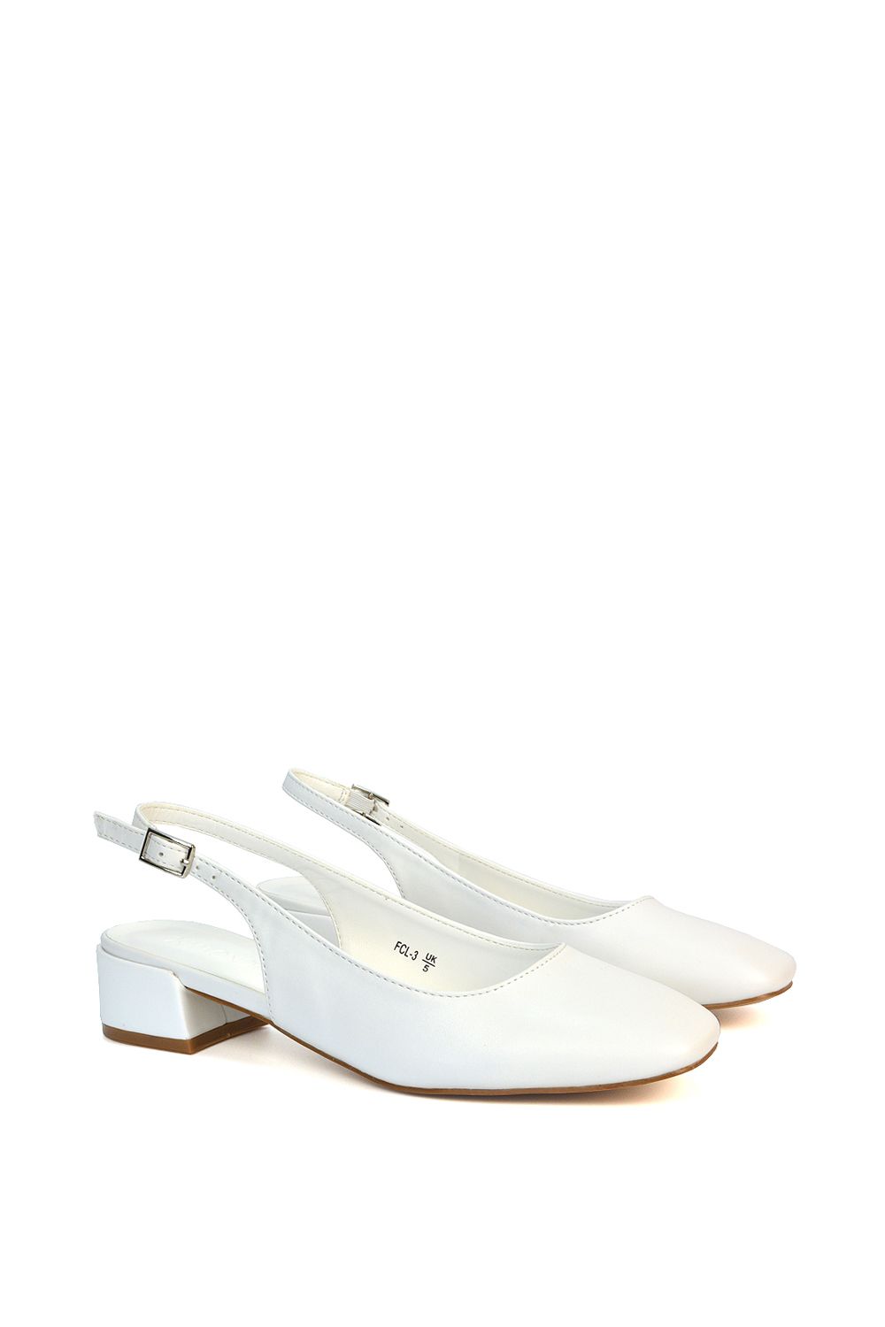 XY London 'Jilly' Square Toe Slingback Low Block Heel Court Shoes image 3