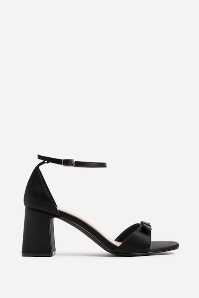 Linzi Orena Black Satin Block Heel