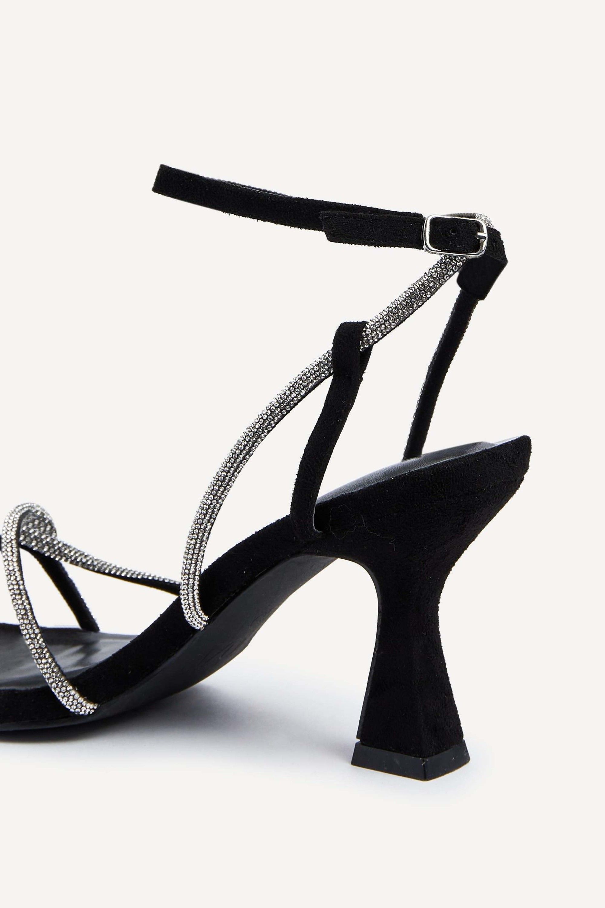 Linzi Entice Black Faux Suede Diamante Embellishes Strappy Heel image 4
