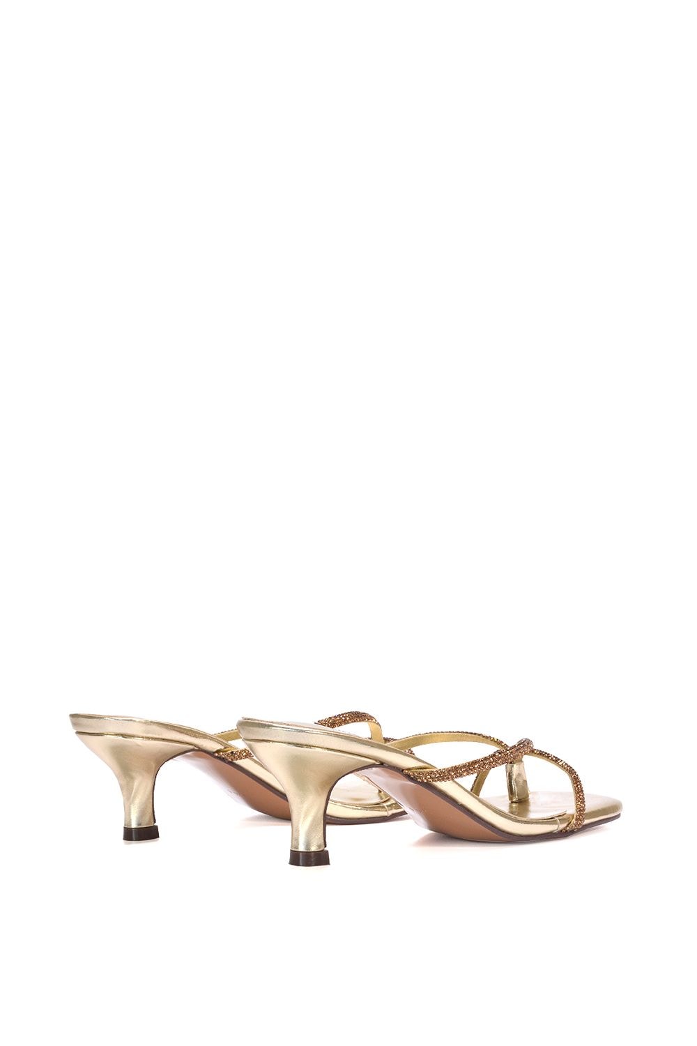 XY London 'Megan' Slip On Sparkly Diamante Mid Kitten Heel Sandal Mules image 4