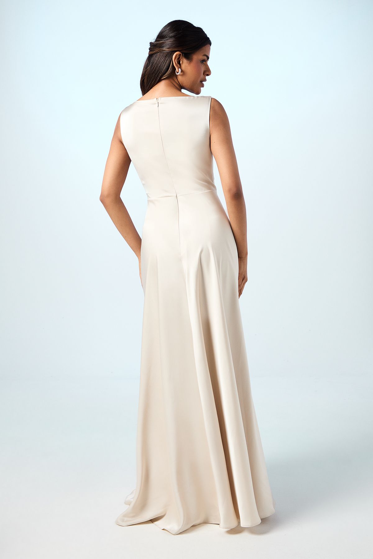 Coast Coast Honoured Petite Sleeveless Cowl Neck Satin Maxi Bridesmaid Dress Champagne image 4