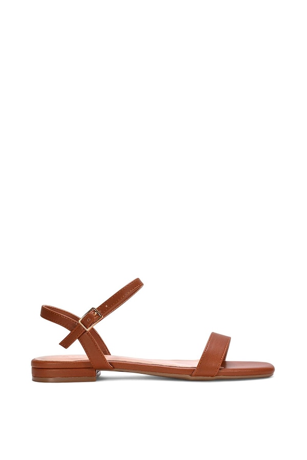 XY London 'Hallie' Open Toe Flat Strappy Sandals With Ankle Strap