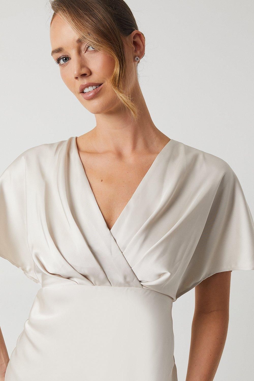 Coast Batwing Sleeve Satin Fishtail Bridesmaid Dress Champagne image 2