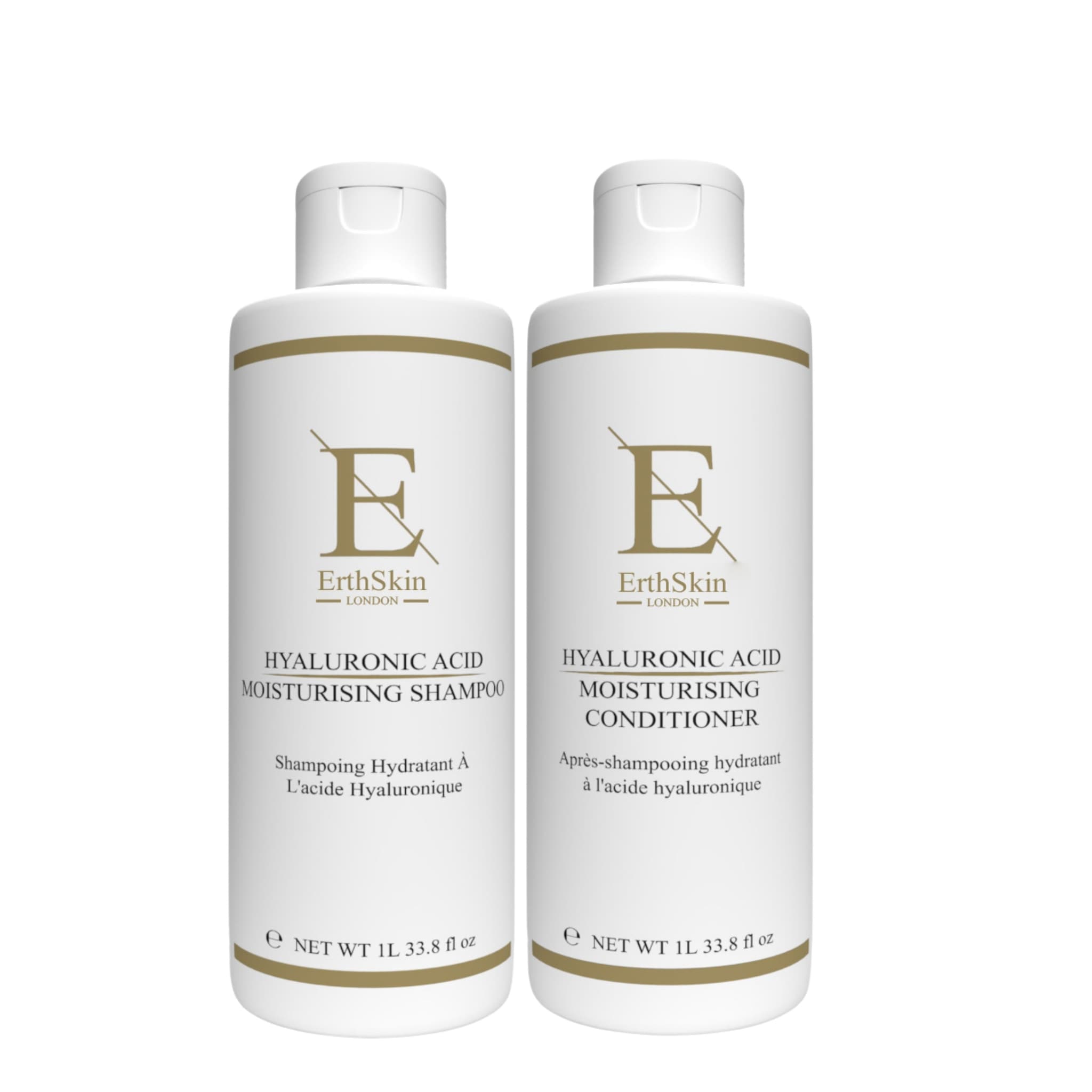 Erth Skin London Hyaluronic Acid Moisturising Shampoo 1L + Hyaluronic Acid Moisturising Conditioner 1L image 1