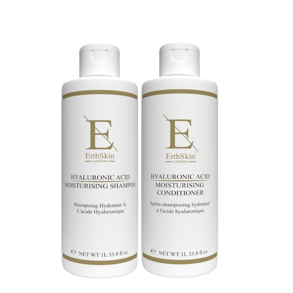 Erth Skin London Hyaluronic Acid Moisturising Shampoo 1L + Hyaluronic Acid Moisturising Conditioner 1L