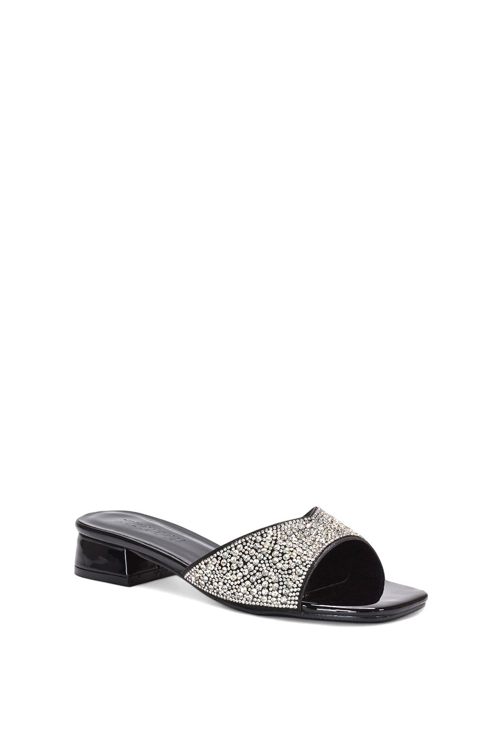 XY London 'Erica' Open Toe Slip On Diamante Low Heel Mule Shoes image 2