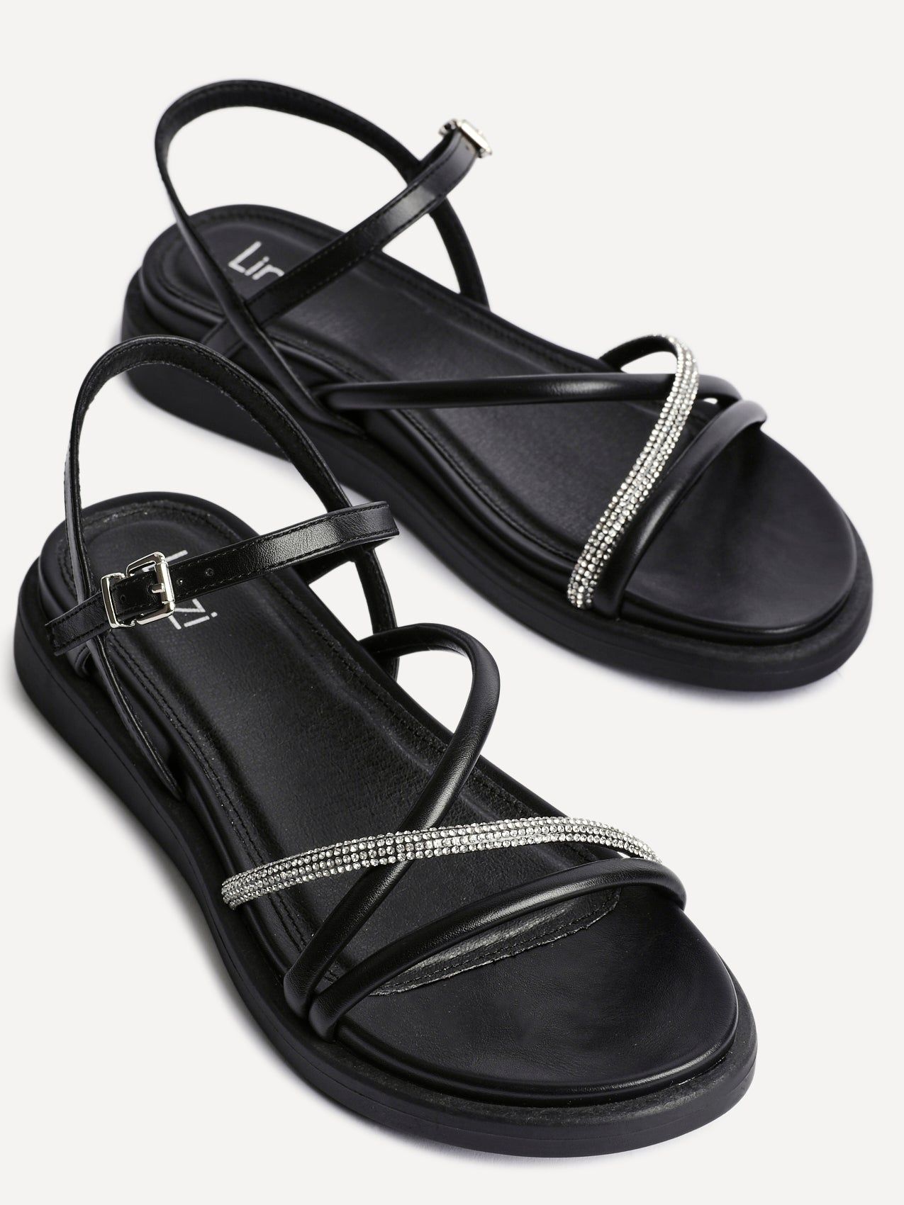 Linzi Spark Black Strappy Footbed Sandal image 5