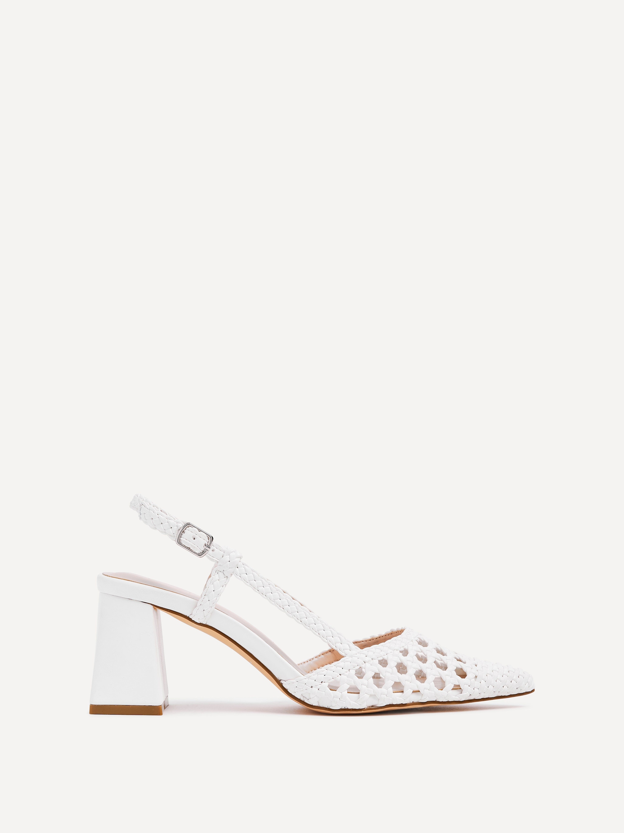 Linzi Florence White Woven Court Heels