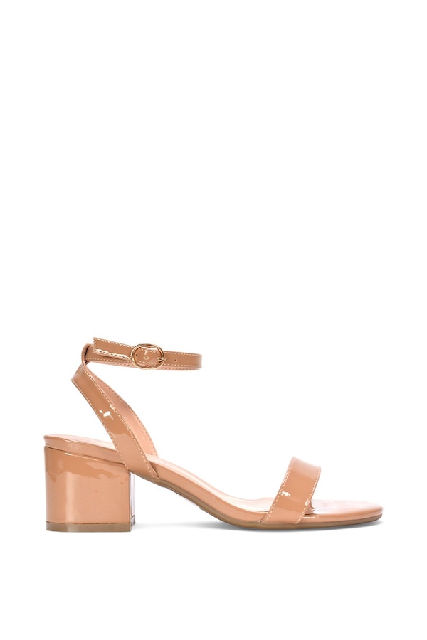 XY London 'Gemma' Low Block Heel Open Toe Strappy Sandal Shoes