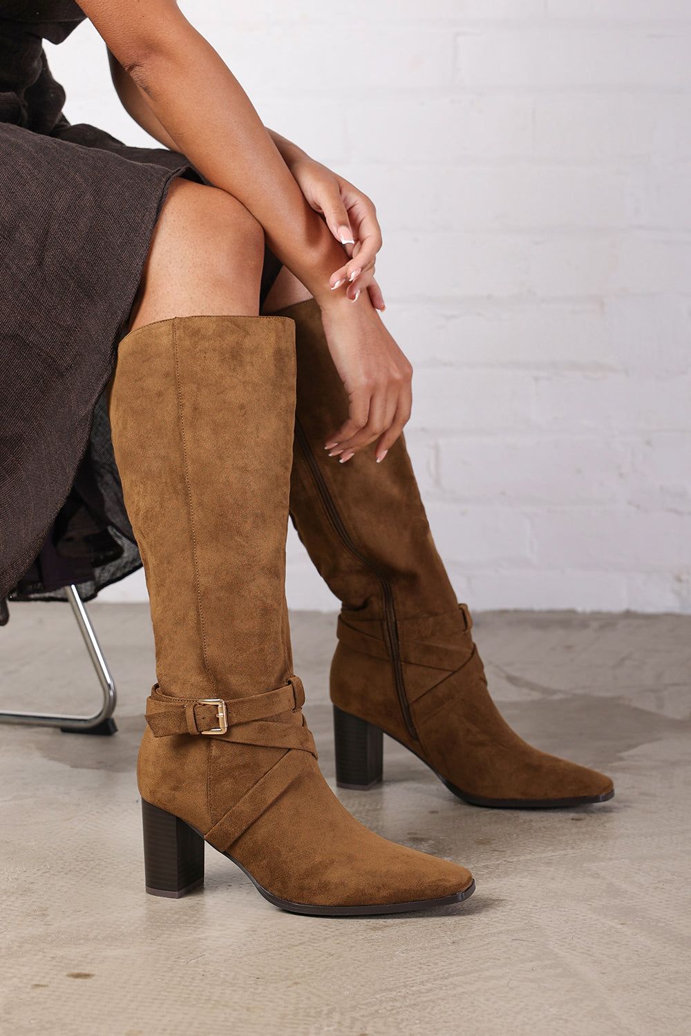 Where's That From 'Tamsin' Knee High Boots With Wrap Buckle Strap image 1