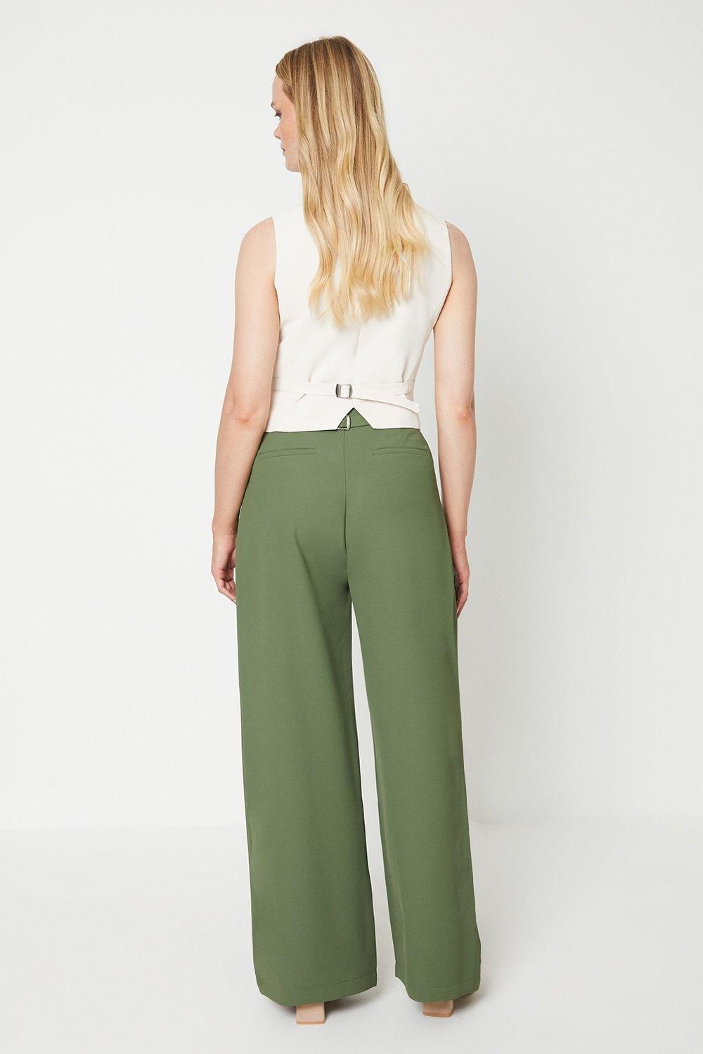 Oasis Tailored Wide Leg Trouser Khaki image 3