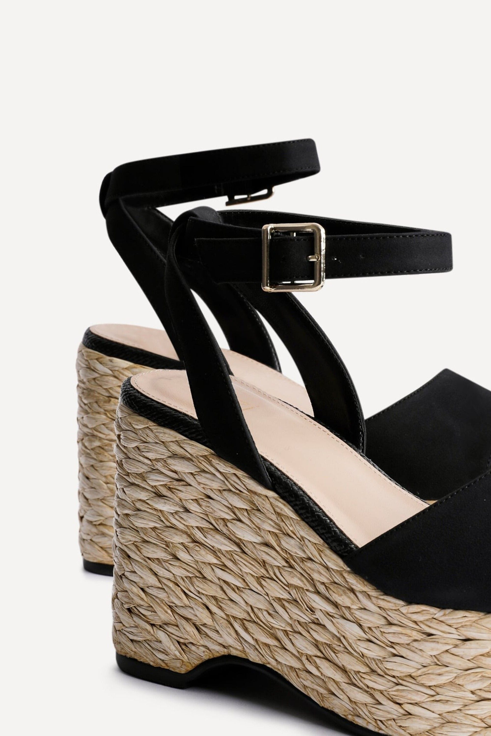 Linzi Pacific Black Faux Suede Espadrille Platform Wedge image 4