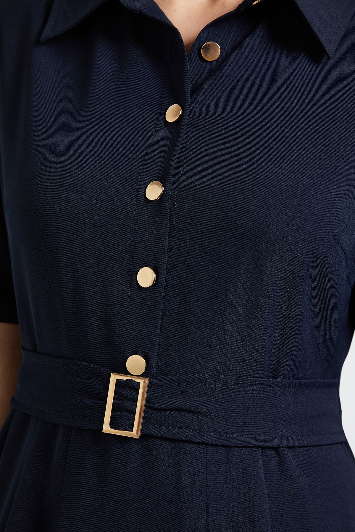 Principles Volume Sleeve Belted Shirt Dress Navy image 5