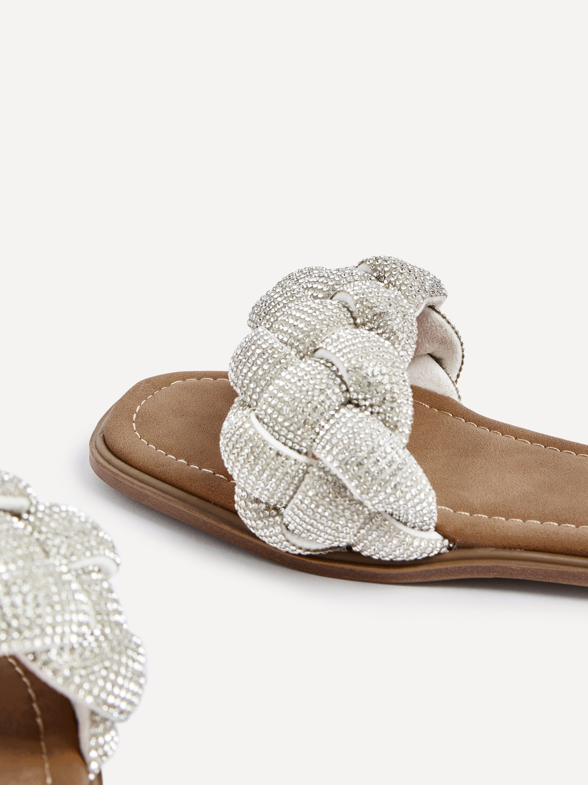 Linzi Pandora Silver Diamante Plaited Slider Sandal image 4