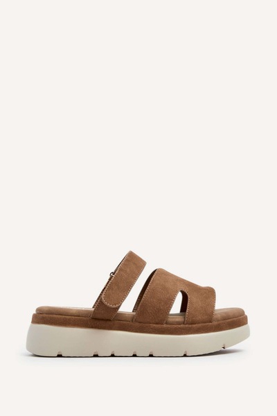 Linzi Harper Tan Faux Nubuck Chunky Sandals