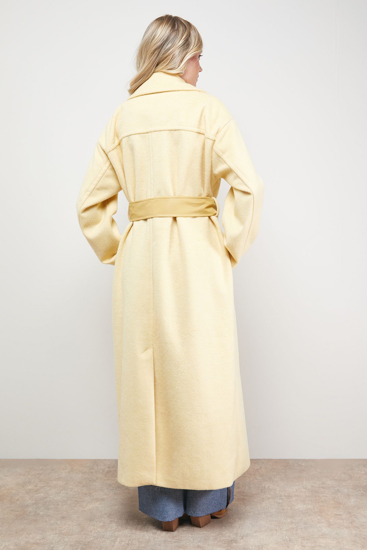 Oasis Relaxed Maxi Belted Coat Yellow image 5