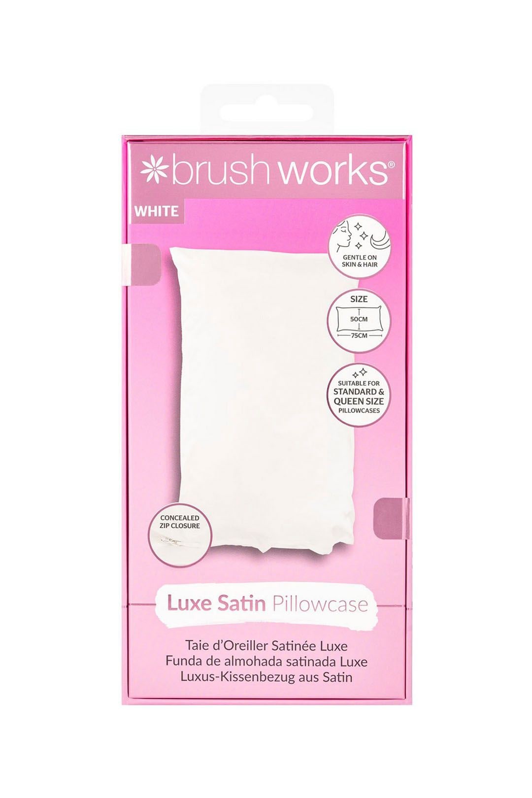Brushworks Luxe Satin Pillowcase - White White