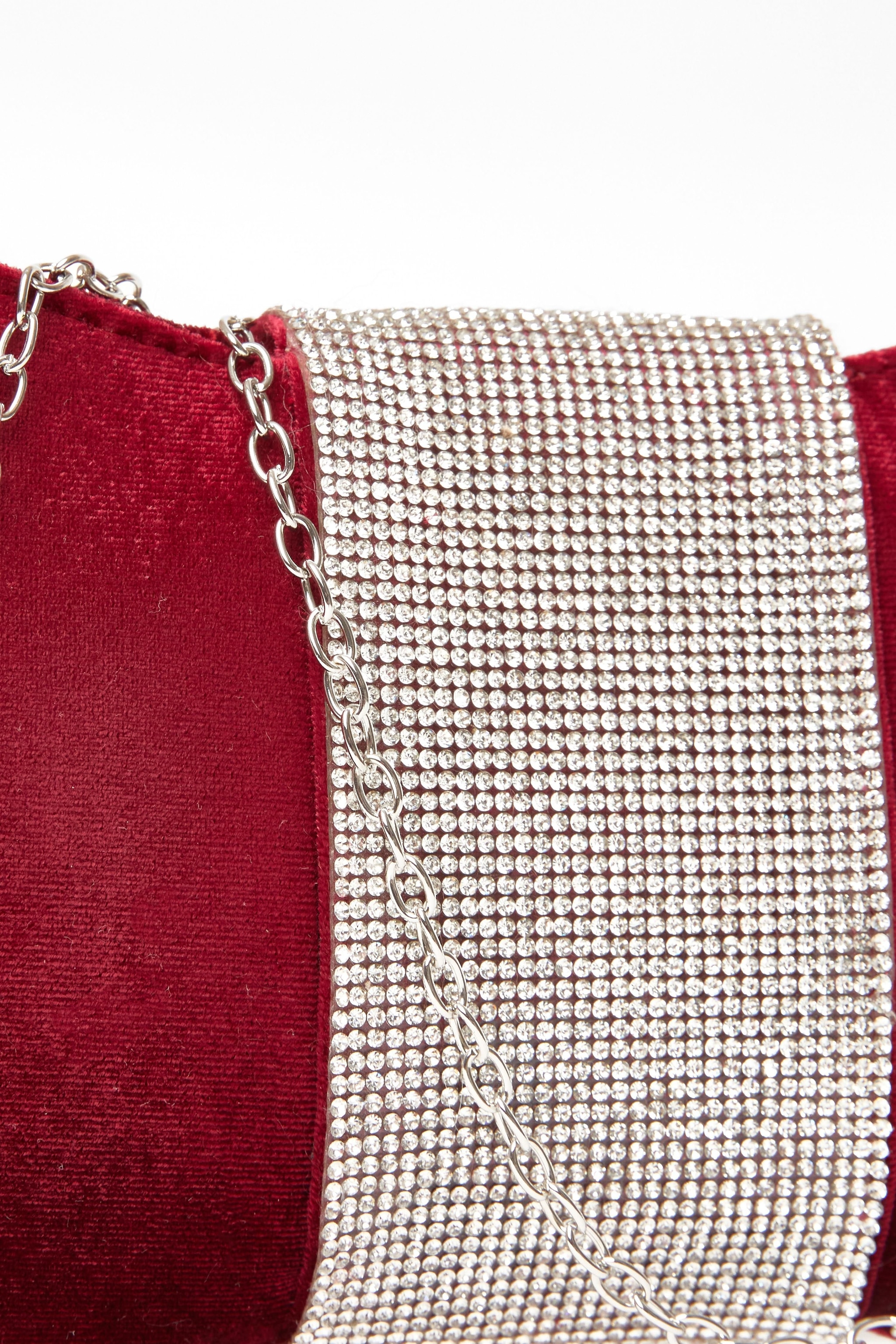 Quiz Burgundy Diamante Bow Clutch Bag image 5